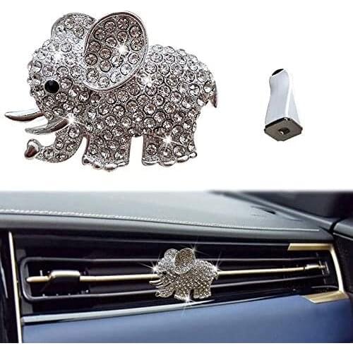 Diamond Elephant Car Air Conditioning Outlet Clip Rhinestone Car Bling Accessories Cute Automotive Interior Trim