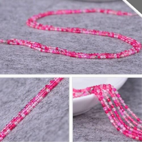 Small Size Natural Rose Red Agate Cut Loose Beads 2mm Semi-finished Beaded Beads Jewelry Made DIY Jewelry Accessories 38cm