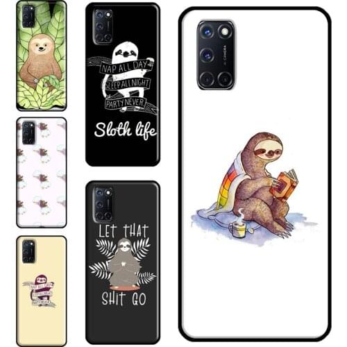 Cute Lovely Cozy Sloth Animal Case For OPPO A9 A5 A53 A31 2020 A52 A72 A15 A83 A91 A93 A5S Find X3 Pro Reno 2 Z Funda