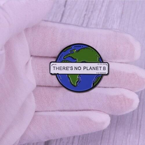 Enamel Brooches Letter THERES NO PLANE B Design Lapel Pins Jewelry Cute Badge Jewelry Gifts for Environmentalist NEW Arrivals
