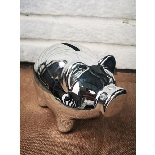Ceramic piggy bank, silver
