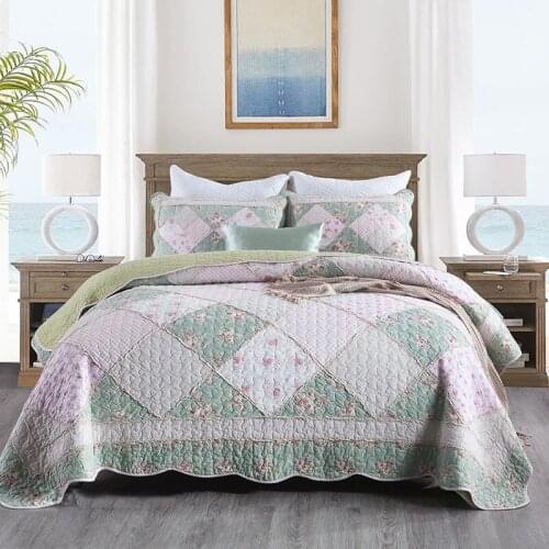 Korea Style Bedspreads For Bed Quilt Set 3pcs Patchwork Coverlet Cotton Quilts Bed Cover King Queen Size Quilted Blanket On Bed