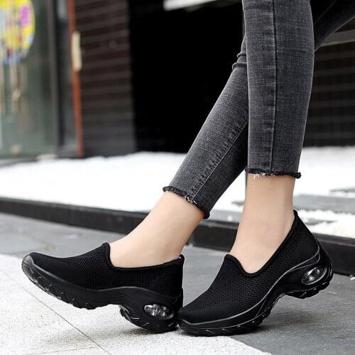 Women Autumn Mesh Sneakers Ladies Slip on Knitting Walking Shoes Female Casual Comfortable Womens Loafers Flat Shoes 2020