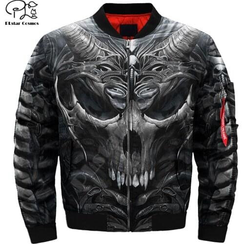 Mens Unisex 3d Bomber Jackets trippy skull head Print zipper Flight Jacket casual unisex Harajuku women Streetwear thick coat