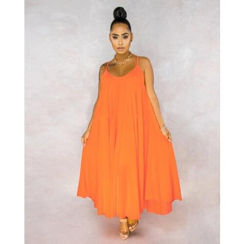 Summer Women Casual Camisole Sleeveless Maxi Dresses Fashion Beach Style Oversized Loose Backless Long Dress