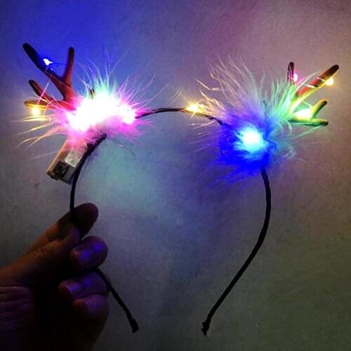 Cute Antler Luminous Headband with LED Light Head Band for Kids Girls Christmas Decorations Hairband Headwear Hair Accessories