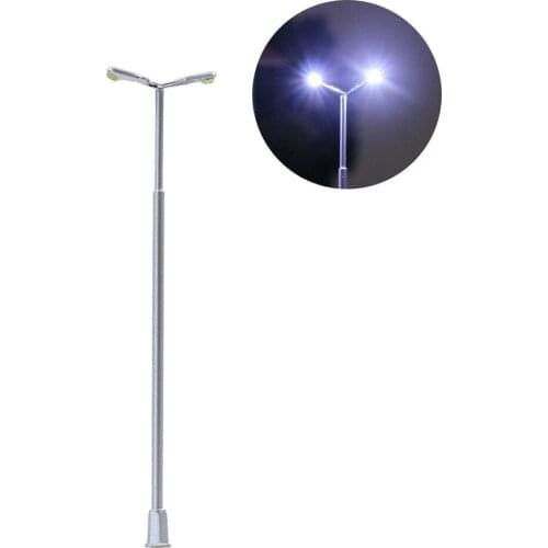 T90D 10pcs Model Railway Two-heads HO Scale 1:87 Bright Lamps Street Light 7.2cm