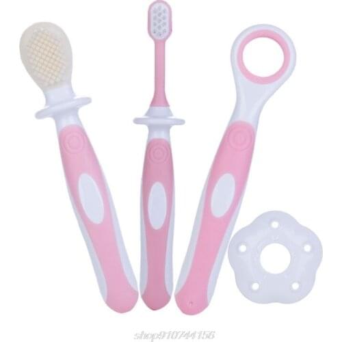 Baby Toothbrush Set Infant Brushing Teeth Tongue Training Safety Cover Design Soft Healthy Teether Toddler Oral J17 21 Dropship