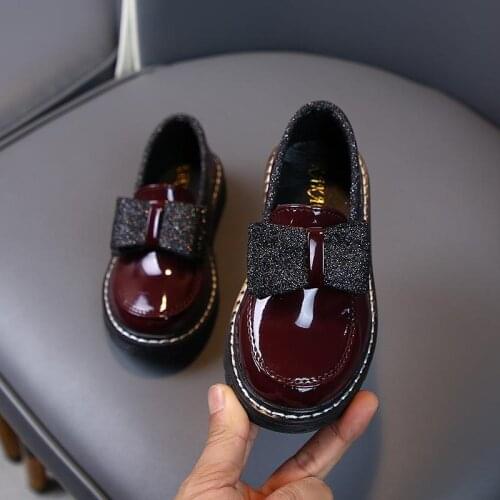 Girls Square With Princess Party Wedding Shoes For Medium Big Girls Kids Bow Patent Leather Dance Dress Shoes New 2020 Child