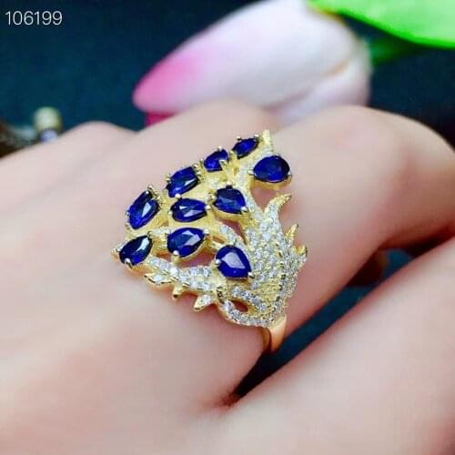 New Coming Natural and Real Sapphire ring 925 sterling silver Fine handworked jewelry Finger rings