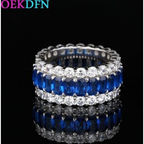 OEKDFN 100% 925 Sterling Silver Rings Ruby Created Moissanite Diamonds Gemstone Wedding Band Vintage Ring Fine Jewelry Wholesale