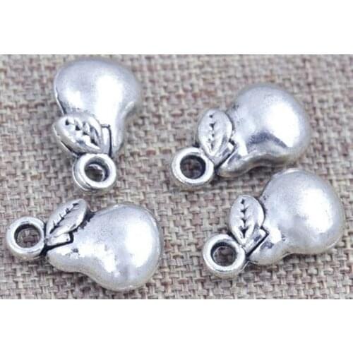 Fruit/pear/gourds/calabash shape alloy pendant vintage antique silver DIY beads charm jewelry accessories necklace 7*12mm 100pcs