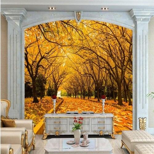 Drop Shipping Custom 3D Photo Wallpaper Fall Forest Landscape Murals Living Room Hotel Restaurant Wallpaper Hall Custom Mural