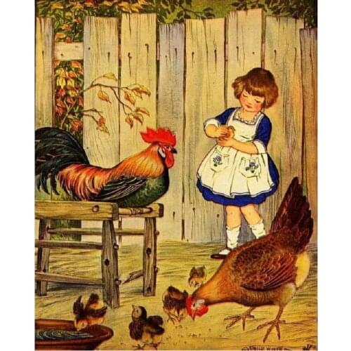 Diy photo custom diamond painting Girl chicken 5d full square diamond embroidery beads cross stitch mosaic drill rhinestones