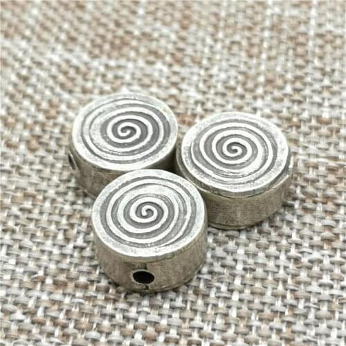Karen Hill Tribe Silver Spiral Swirl Tire Beads for Bracelet Necklace