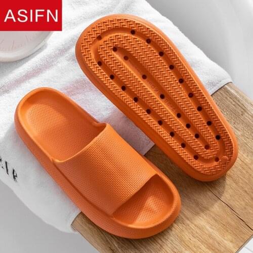 ASIFN Flat Slippers Women Thick Platform Indoor Bathroom High Heel Soft EVA Anti-slip Home Floor Slides Ladies Summer Shoes Men