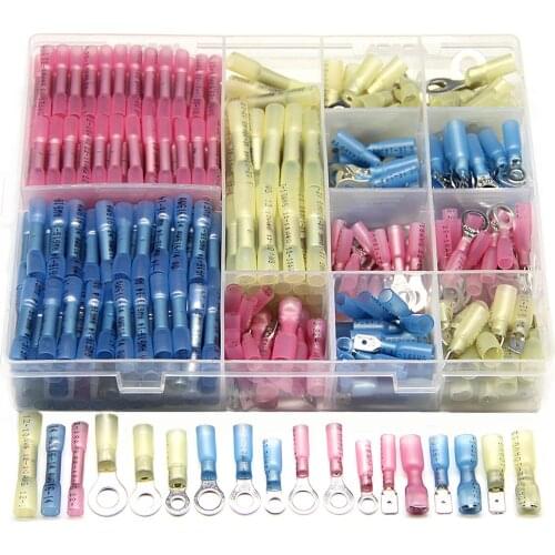 510PCS Assortment Ring Butt Spade Heat Shrink Wire Connectors Waterproof Marine Automotive Electrical Insulated Crimp Terminals