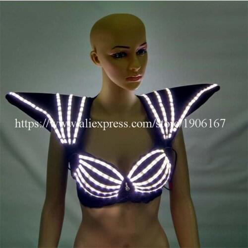 Flash Luminous Led Full Color Bra And Vest Underwear Led Costume Party Dress Dancing Wear Suit Fancy Dress For Club Party Bar