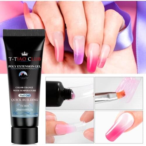 T-TIAO CLUB Thermal Acrylic Poly Quick Building Extension Nail Gel Pink Clear Nude Soak off UV Builder Extend Gel Tips Nails Art
