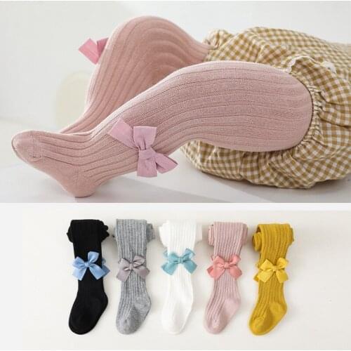 Cute Bow Tights For Girls Autumn Winter Cotton Knitted Toddler Baby Girl Newborn Tights 0-10 Yrs High Waist Children Pantyhose