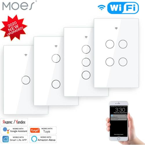 Smart Glass Panel Switch Smart Life/Tuya App Multi-Control Association, Voice Control with Alexa,Google Home,1/2/3/4 Gang