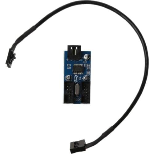 Motherboard USB 9Pin Interface Header Splitter 1 to 2 Extension Cable Extender Adapter 9-Pin USB HUB Connectors for PC N2UB