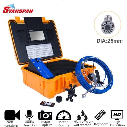 SYANSPAN 7"DVR Well Pipe Inspection Video Camera,Drain Sewer Pipeline Industrial Endoscope with Audio Snapshot Keyboard IP68