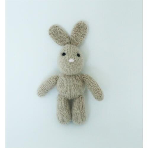 Crochet Knit Mohair Rabbit Doll Newborn Photography Prop Angola Stuffed Animal Bunny Toy Gifts For Babies