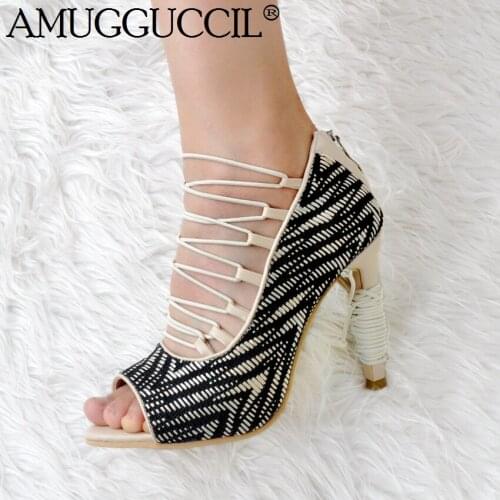 2020 New Plus Big Size 34-47 Beige Zip Fashion Sexy High Heel Spring Autumn Summer Female Sandals Lady Shoes Women Pumps D1158