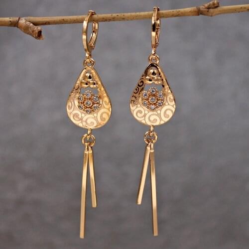 New Luxury Drop dangle Earrings Women 's earrings Trendy Fashion Gold Earrings for womens white Zircon Jewerly accessories