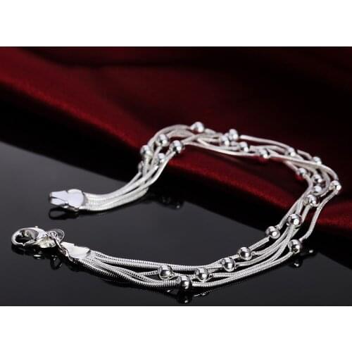 Hot fashion five line beads chain 925 sterling silver Bracelets for woman fine Luxury jewelry Wedding party Christmas gifts