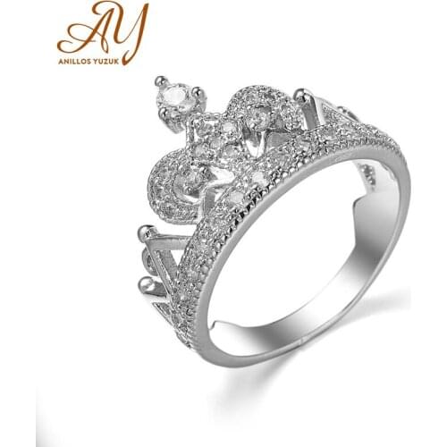 Anillos Yuzuk 925 Sterling Silver White Crystal Wedding Female Rings For Women Crown Shape Ring Sterling Silver Fine Jewelry