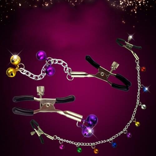 1 Pair Breast Clips Metal Sexy Breast Nipple Clamps Small Bell Adult Game Fetish Flirting Teasing Sex Toys for Couples