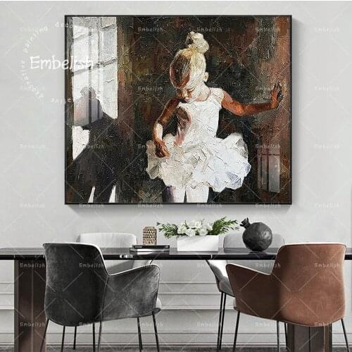 1 Pieces Young Ballet Dancer Hand Draw Modern Home Decor HD Spray On Canvas Paintings For Living Room Wal Art Pictures Posters