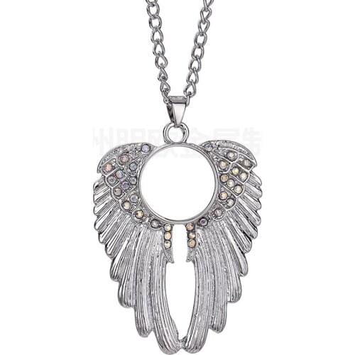 10pcs/lot sublimation blank necklaces pendants wing drill necklace pendant hot tranfer printing consumable