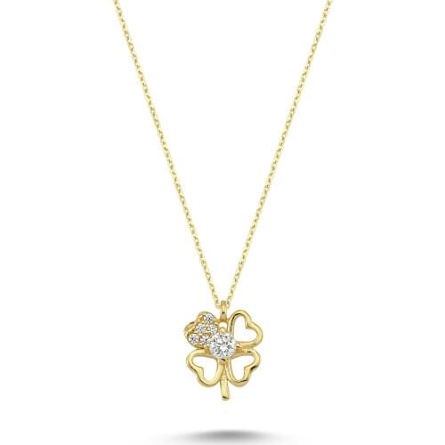14k (585) Gold Mini Clover Pendant, Necklace
