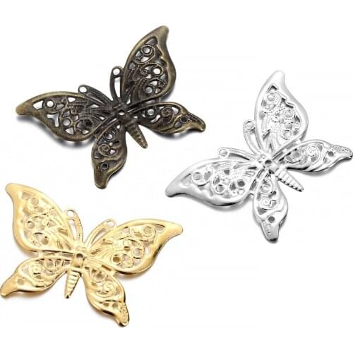 30Pcs/Pack Copper Butterfly Small Charms Necklace Filigree Wraps Pendant Earring Connectors For DIY Jewelry Making Accessories