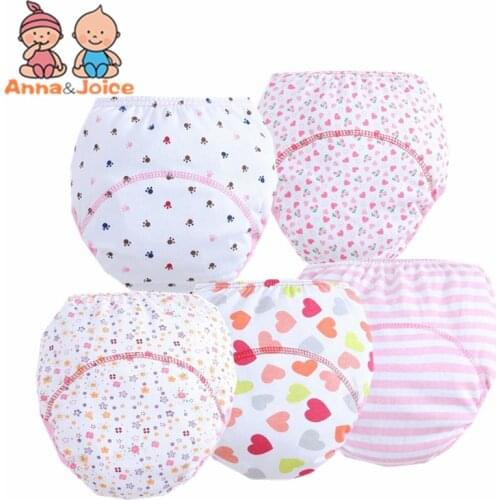 5Pc/lot Training Pants Soft Comfortable Cotton Baby NappyBaby Girls Learning Pants Infant Nappy Cloth Diapers 90 Suit 9-13kg