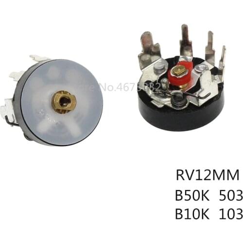 500PCS 10K RV12 Straight Angle Radio Potentiometer RV12MM B503 B103 B10K B50K Power Amplifier Volume Potentiometer With Switch