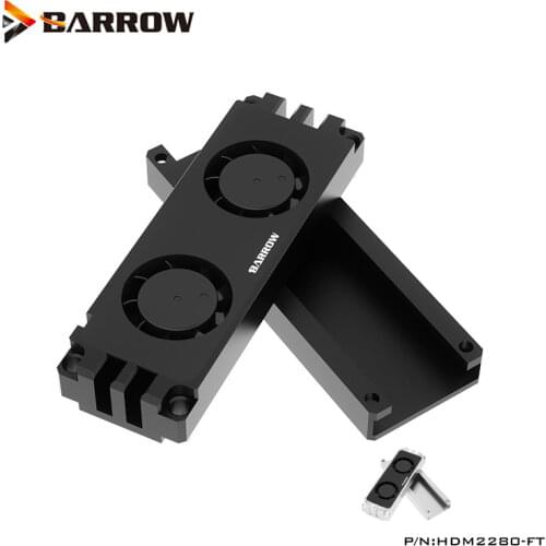 Barrow 2280 22110 PCIE SATA M.2 Radiator Dual Fan Hard Drive Heat Sink, Silver ,Black, HDM2280-FT