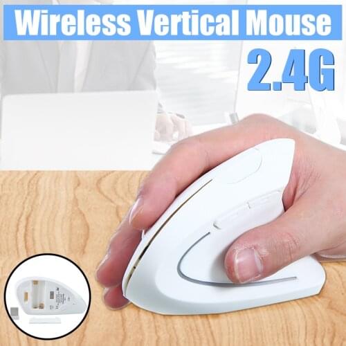 New Arrival 1pc 2.4G Wireless Vertical Ergonomic Optical Mouse 800/1200/1600DPI 6 Buttons White for Mice Keyboards