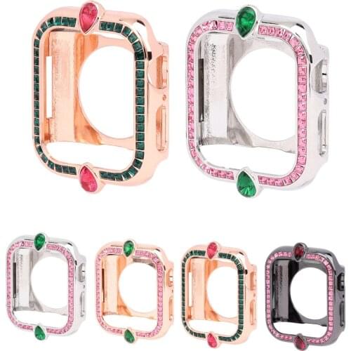 Bling Crystal Bumper For Apple Watch Cover 44mm 40mm Diamond Full Protect Metal Shell For iWatch Series 6 SE 5 4 Case