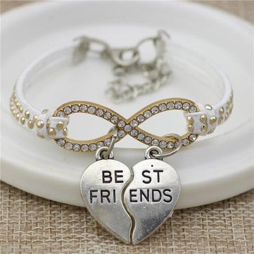 2 style Women Infinity Bracelet gold plating CZ Crystal best friend pendant Charm Bracelet For Women Wedding Jewelry Gift