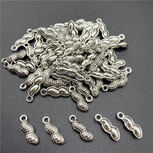 20pcs 18x8mm Alloy Beads Cap Ancient Silver Charms Peanut Shape Pendant Charms For Jewelry Making DIY Accessories
