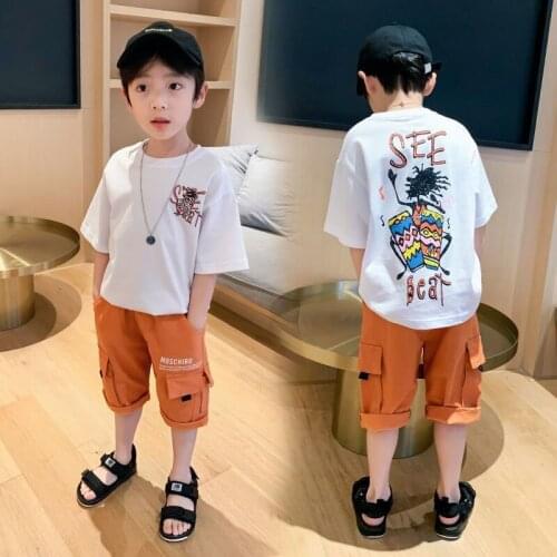Children Clothing Summer Boys Comfortable Pullover Boys Loose Casual Short-sleeved Shirts Kids Print T-shirts