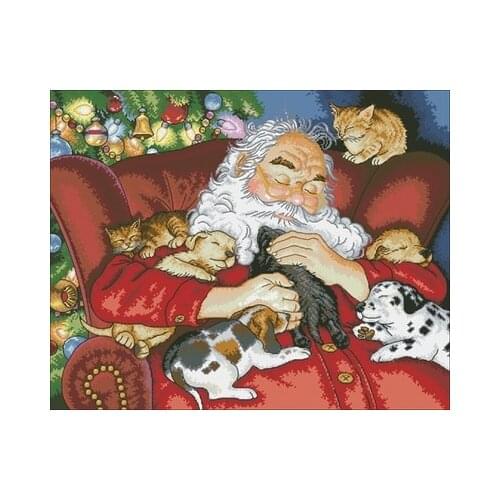 DIM08836-Sleeping Santa Needlework,For Embroidery,DIY 14CT Unprinted Arts Cross stitch kits Set Cross-Stitching Home Decor