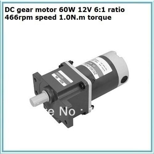 DC gear motor 60W 12V 6:1 ratio 466rpm speed 1.0N.m torque