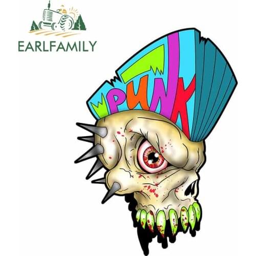 EARLFAMILY 13cm x 9.6cm for Punk Mohawk Skull Spike Dude Car Stickers DIY Personality Laptop Car Decoration Window Trunk Decal
