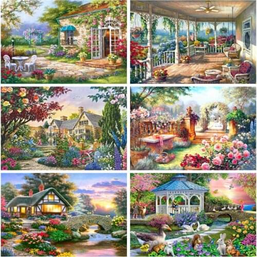EverShine 5D Diamond Painting Full Square Garden Diamond Embroidery Mosaic Sale Landscape Picture Of Rhinestones Handwork Art