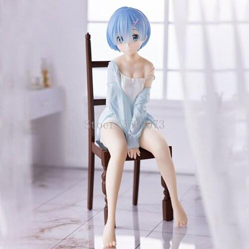 20cm Re ZERO Starting Life in Another World Anime Figure Rem Ram Action Figure Rem Ppajamas Chair Figurine Model Doll Gift Toys